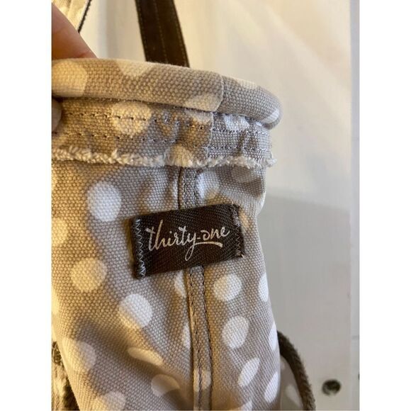 31 Thirty one metro retro bucket tote beige dots 18x15” - Picture 4 of 8